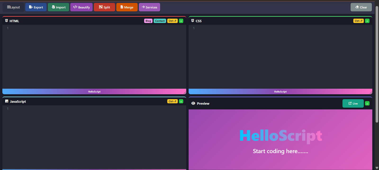 Split HTML CSS JS Online | Fast Code Splitter | SMOT
